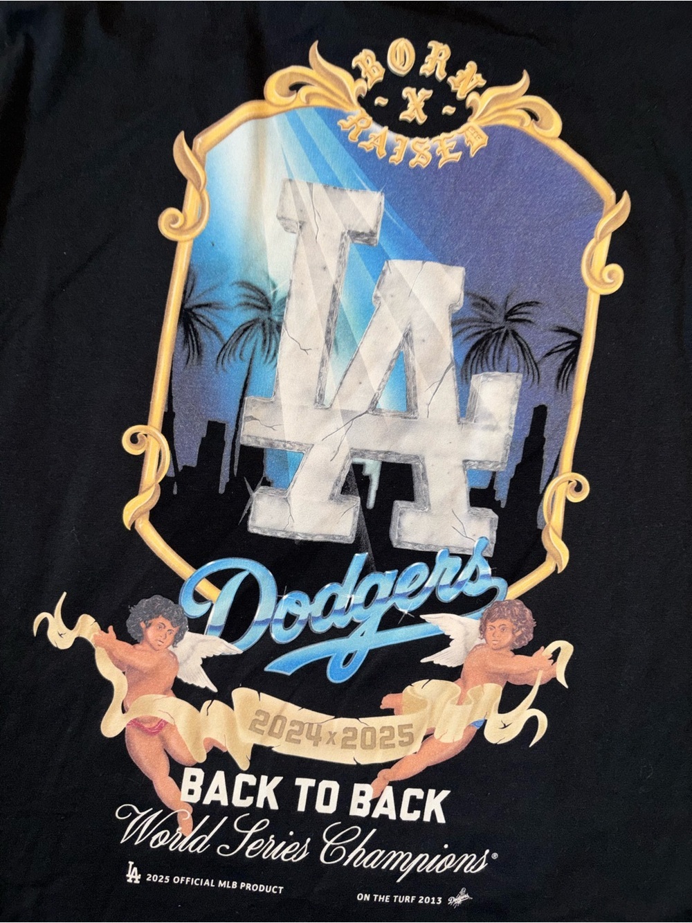 Born X Raised New Era Dodgers Angel Cherubim Graphic Tee XL Black - Picture 8 of 8